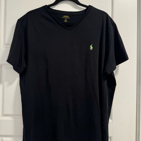 Polo Ralph Lauren Men’s Round Neck T-Shirt — Black with Green Logo | Size L - Picture 2 of 4